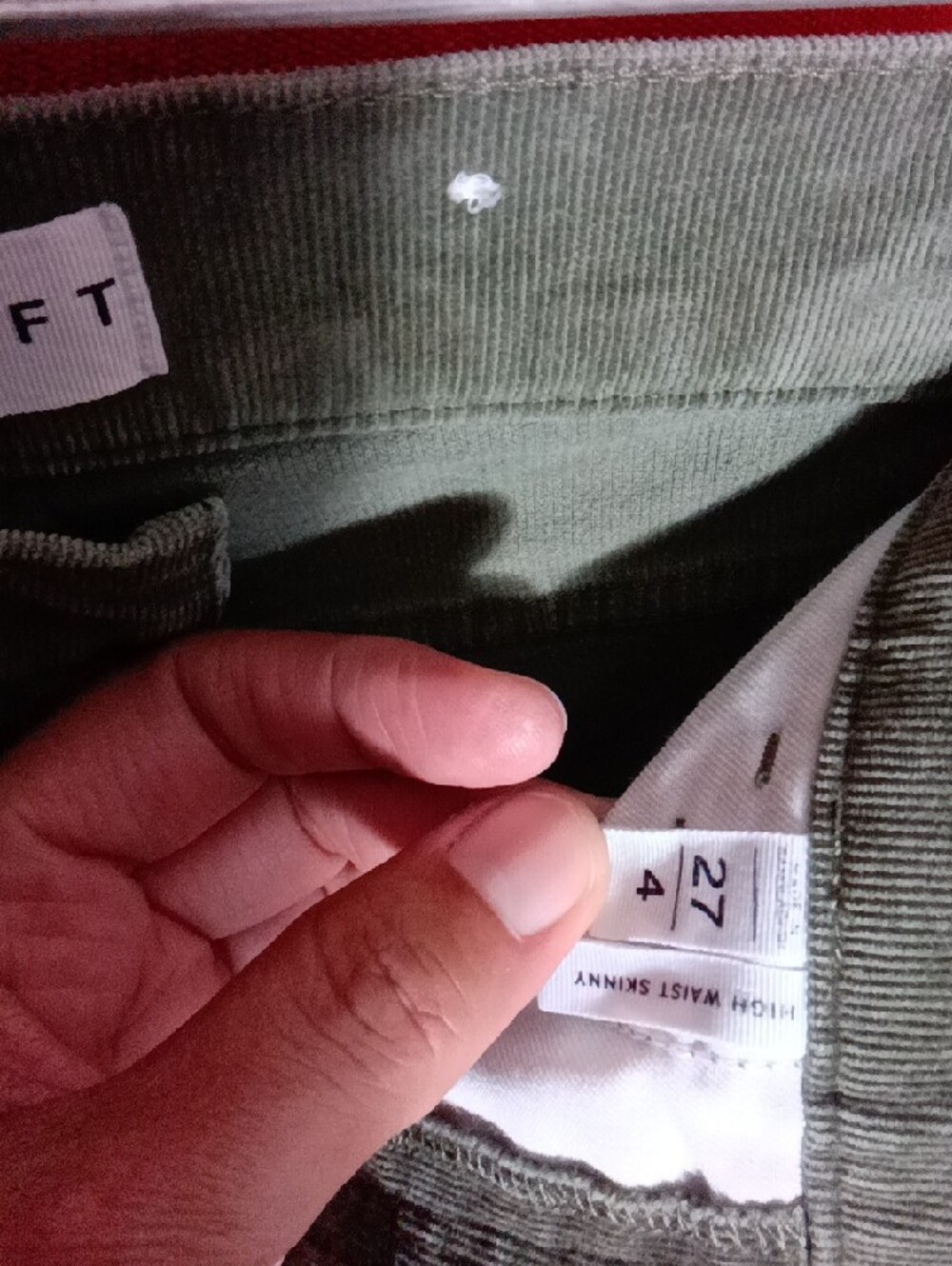 LOFT Olive Green Corduroy Skinny Pants - Picture 2 of 3